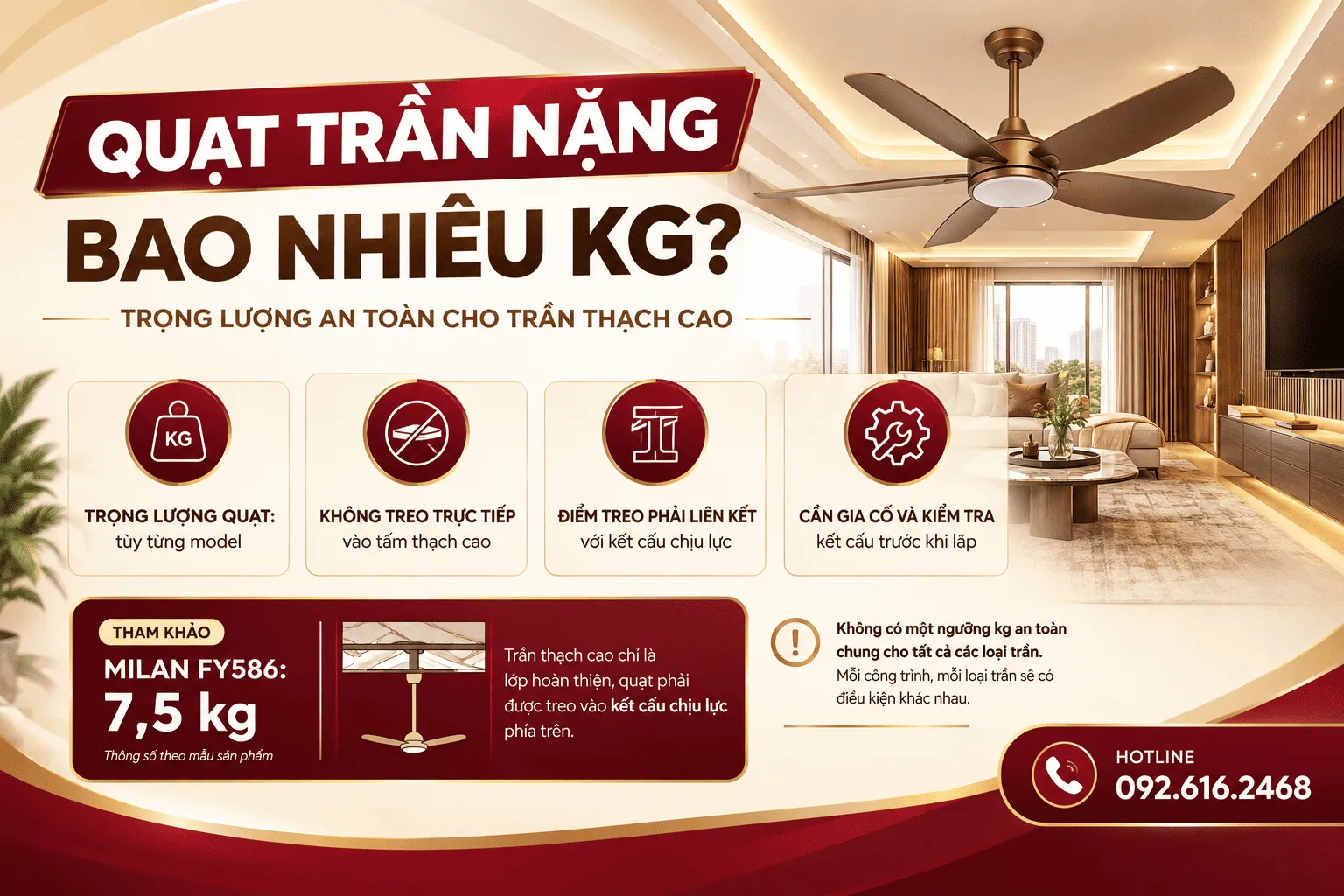 quạt trần nặng bao nhiêu kg